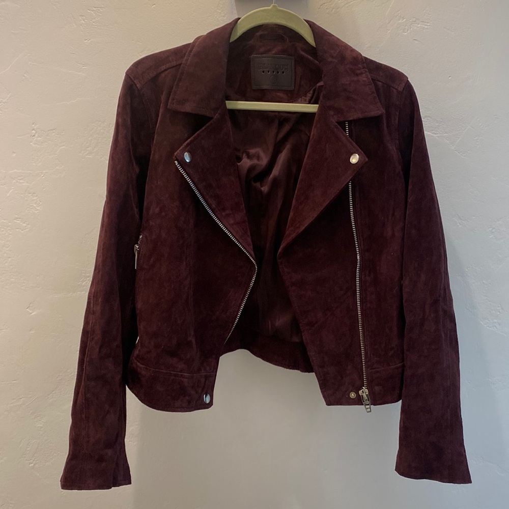 Blank NYC Leather Suede Moto Jacket in Purple